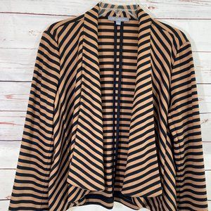 NY Collection Brown & Black Striped Open Sweater Jacket NWOT Women's Size Large